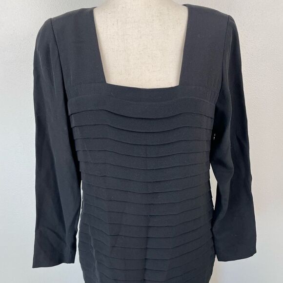 Vintage Anna Calamia Black Midi Dress Size M - Picture 2 of 8